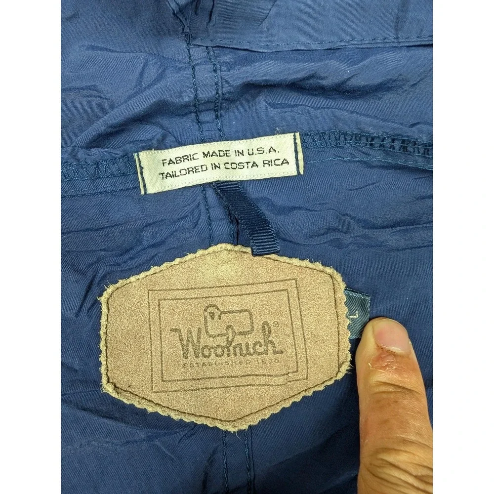 Vintage Woolrich Jacket Mens Large Blue Nylon Anorak Hooded 1/4 Zip Pullover